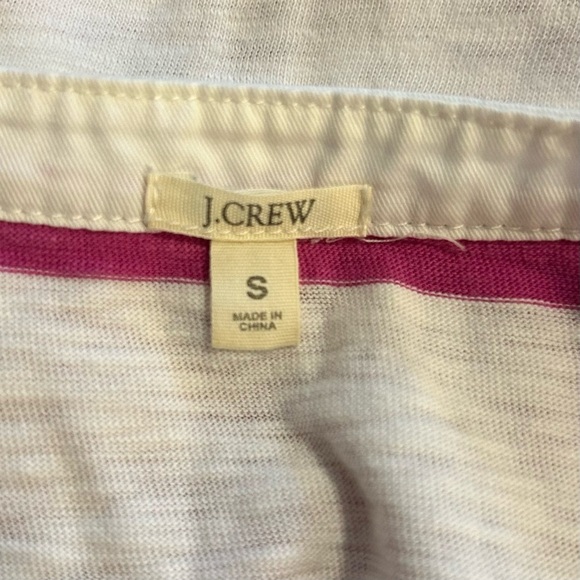 J. CREW Ringspun Wide Rugby Stripe Pink and White 3/4 Sleeve Henley Tee - Picture 8 of 11